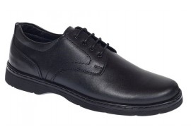 Pantofi barbati casual din piele naturala pe calapod lat Negru GKR5XN